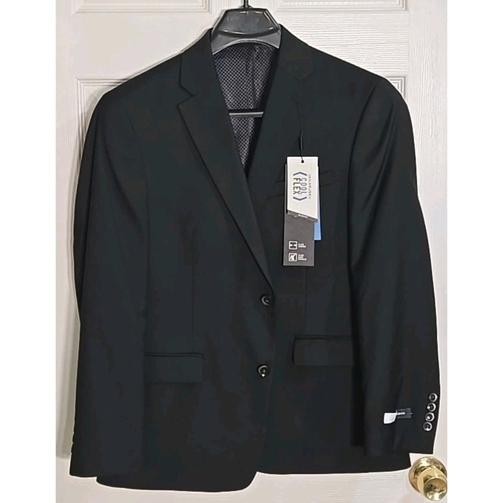 Van Heusen Suit Jacket 40 Short Cool Flex Black Moisture Control SLIM Fit NEW